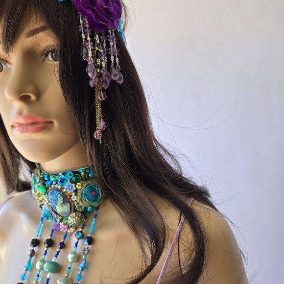 Dazzling Gatsby Glamour Headband - Peacock Sequin & Vintage Inspired Flapper - Picture 8 of 9